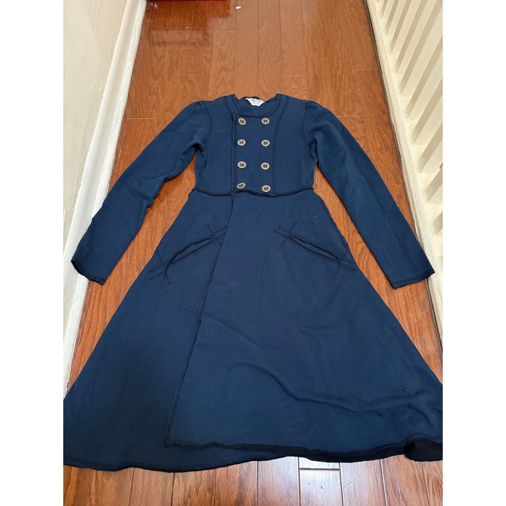 Hard Tail Forever Navy Blue Double Breasted Coat‎ Dress Small Y2K